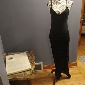 Express black vneck spaghetti strap maxi dress